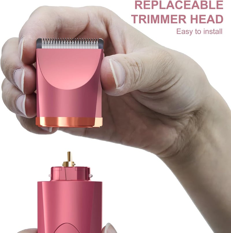 OLOV Electric Body Hair Trimmer - Groin Trimmer for Men - Bikini Trimmer Women - Wet/Dry Shaver Groomer, Replaceable Ceramic Blade Heads, USB Recharge Dock, Waterproof Hygiene Razor, Red - Image 4